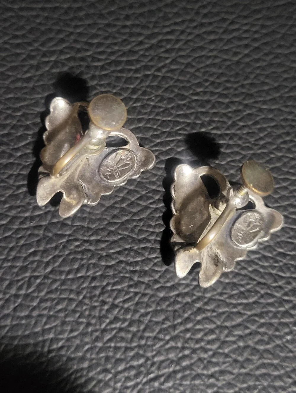 Vintage Sancrest Southwestern Faux Turquoise Butterfly Screw Back Earrings 1950s